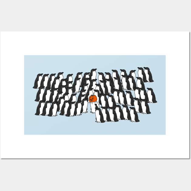 Penguin Brings Halloween Horror to the Waddle Wall Art by ellenhenryart